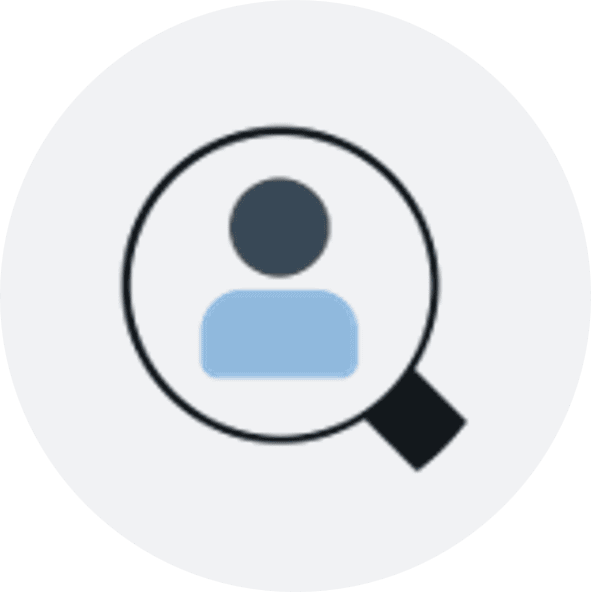 A magnifying glass icon with a silhouette of a person inside, symbolizing the focus on co-investment opportunities.