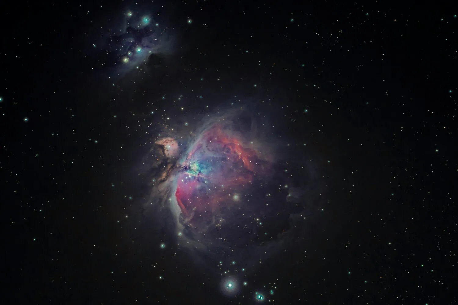 A high-resolution image of the Orion Nebula, serving as a celestial guide with its vibrant blend of cosmic dust, gas clouds, and star formations against a backdrop of deep space.