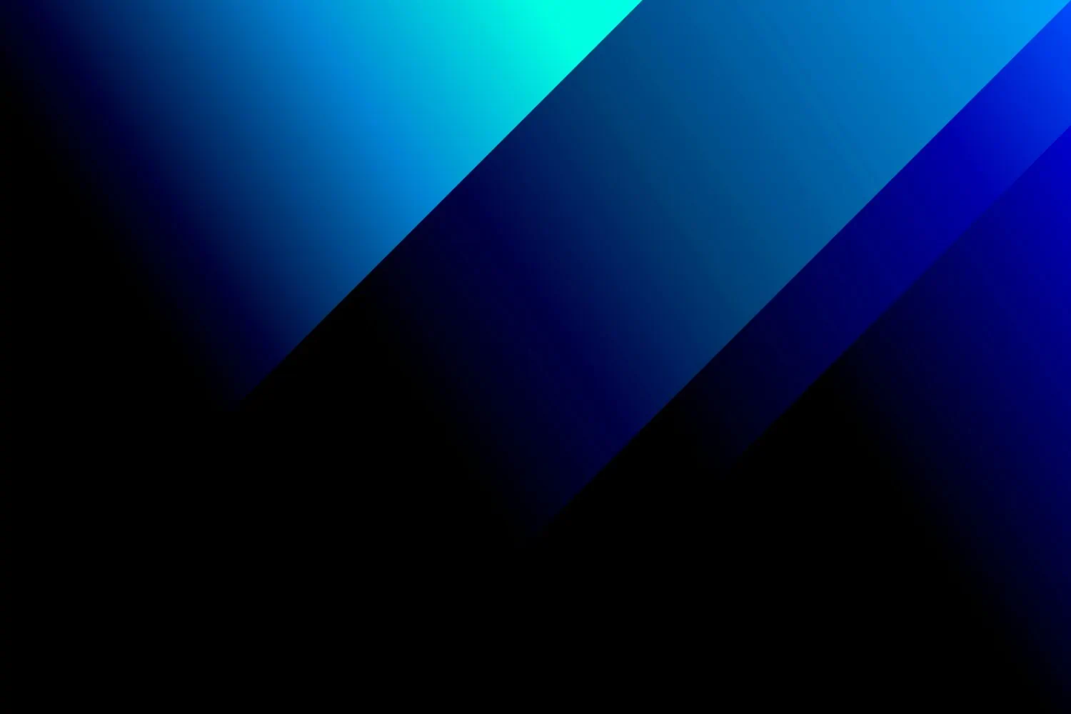 Abstract geometric design with diagonal blue and teal gradients against a black background, offering a fresh view of modern aesthetics.