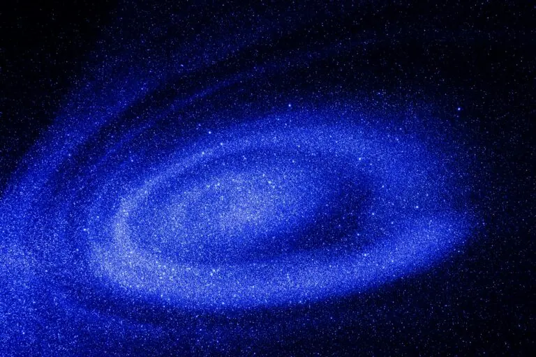 A spiral galaxy featuring a bright, dense center with arms radiating outwards in varying shades of blue against a backdrop of dark space, much like the dynamic movement in Public Equities.